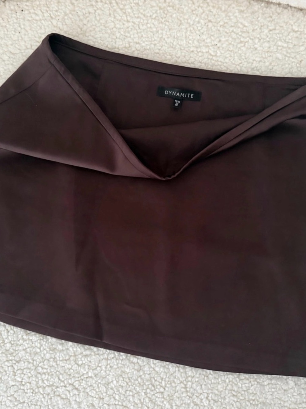 Dynamite Fitted Satin Mini Skirt Brown